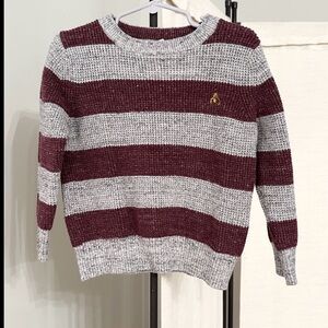 Gap Kids Toddler Waffle Stripe Gray Burgundy Crew Neck Sweater Top 2T